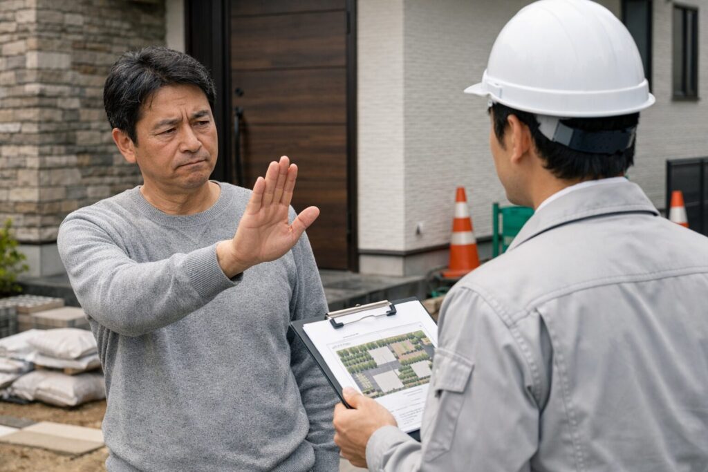 外構工事を断っている様子
